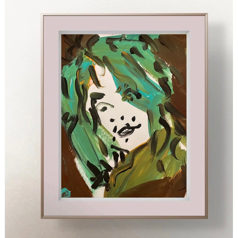 OMAN Original Painting Dolly Parton Abstract Portrait Pop Folk Art Paper 8.5x11